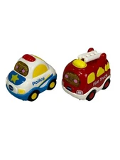 Vtech Go Go Smart Wheels Police & Fire Truck Light and Sound Lot 2 SEE VIDEO