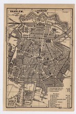 1900 ANTIQUE CITY MAP OF HAARLEM / HOLLAND / NETHERLANDS