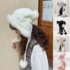 Women's Fashion and Leisure Versatile Faux Fur Hat Warm Fluffy Ski Caps Winter