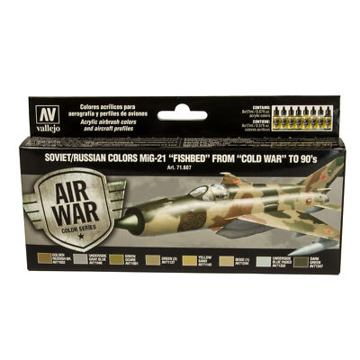 (126,84 /1l) Vallejo Model Air Set 8x 17ml MiG-21 Fishbed sowjetisch-russischen