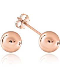 925 Sterling Silver 8mm Ball Stud Earrings 14K Rose Gold Plated Unisex