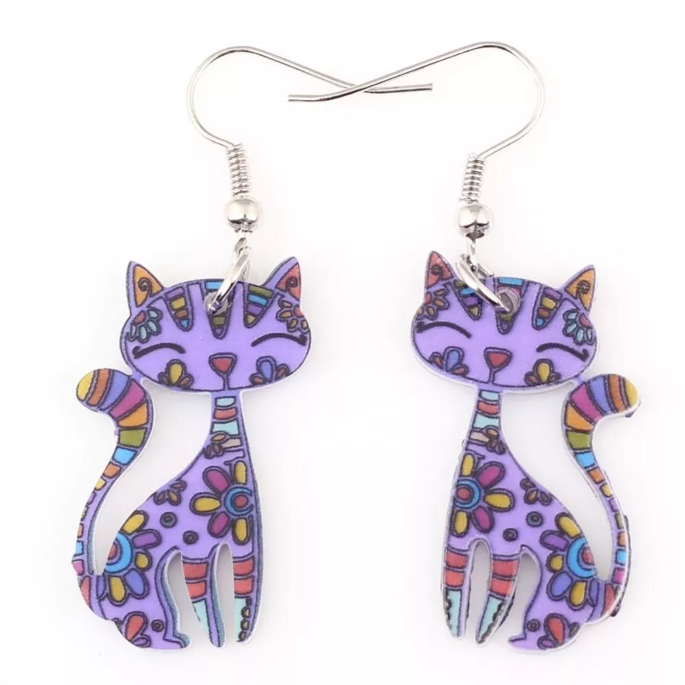 Purple cat shop earrings