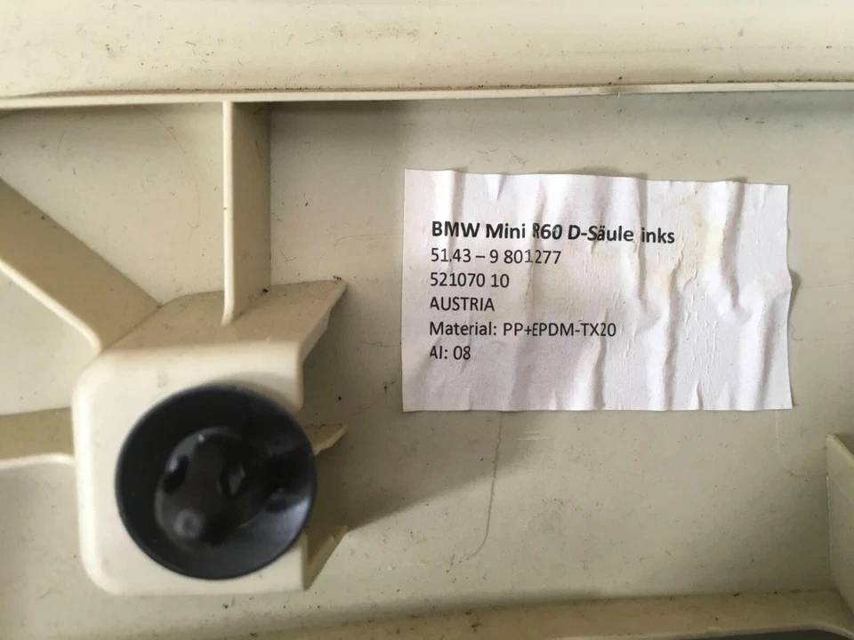 2011-2015 Mini Cooper R60 Right Side Rear C Pillar Column Trim Cover OEM . - Image 4 of 4