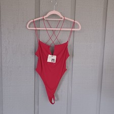 Ser.O.Ya Echo Bodysuit Size L Women Red Strappy Front And Back