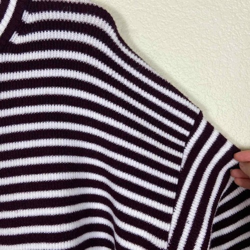 French Connection Cowl Sweater Pullover Burgundy Stripe Long Sleeve Size Medium - Picture 5 of 7