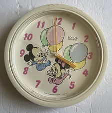 Vintage Disney Baby Mickey  Minnie Mouse Wall Clock Lorus Quartz 1984 For Parts