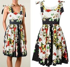 🆓US🛃 SS2015  Dolce&Gabbana lemons and floral printed cotton Dress IT 36