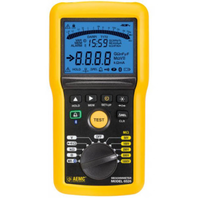 AEMC 6526 (2155.53) Digital/Analog Megohmmeter w/ Bluetooth, 1000V Max