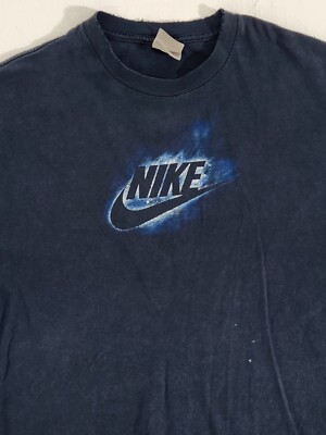 Vintage 2000s Nike Go Like Hell Flame Graphic Shirt Navy Blue 2XL
