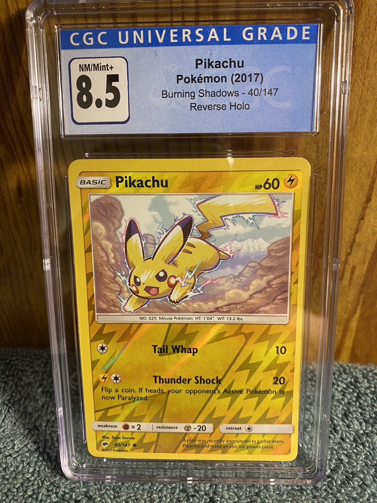 CGC 8.5 Pikachu Reverse Holo 40/147 from 2017 Burning Shadows!
