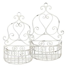 dekoratives Wandregal Dekoregal Wandkorb Metall weiß shabby Landhausstil