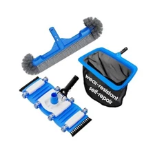Pool Brush, Vacuum & Skimmer Kit, For Above & In,Ground Pools
