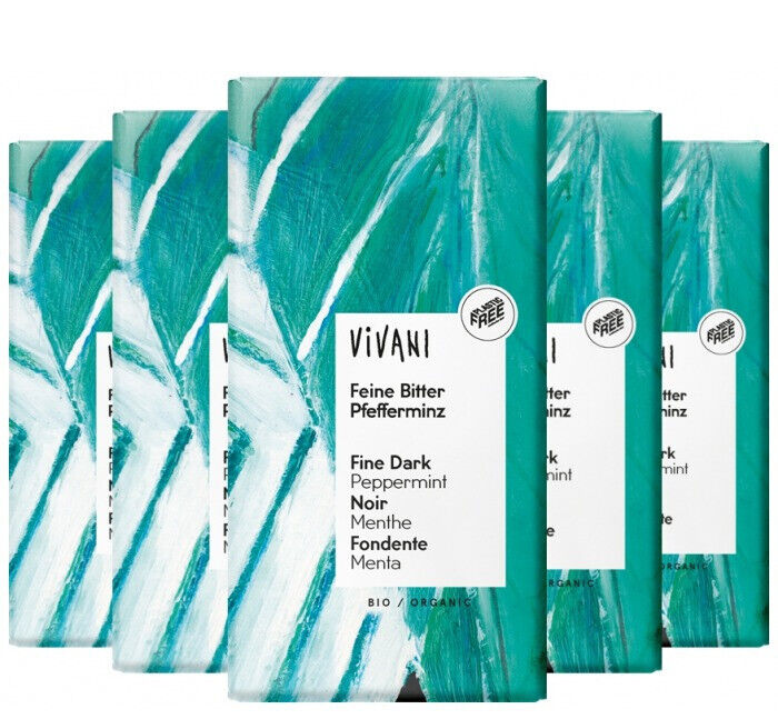 Vivani Fine Dark Peppermint Chocolate 100g x 5 PACKS