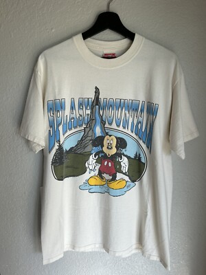 Vintage 90s Disney Splash Mountain Mickey Mouse T Shirt Size L Double Sided