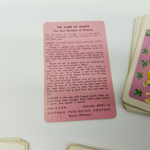 Juego de cartas vintage de 1950 para niños Whitman corazones cartas artísticas animales gato mono - Imagen 10 de 24