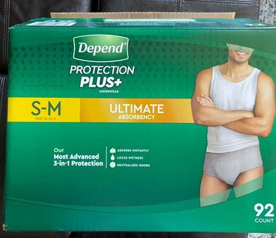Depend FIT-FLEX Underwear for Men Size: Small-medium. 90 count. Open box
