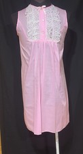 1960  s Mod Bubblegum Pink Lace Accent Nightgown Cottagecore Lingerie