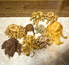 Lot of vintage doll wigs multicolor blonde brown MOHAIR curly hair various sizes
