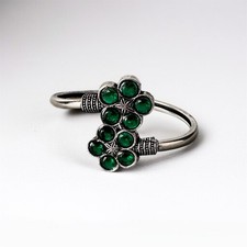 Elegant Silver-Tone Adjustable Kada Bracelet ...
