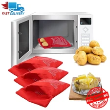 2/3PCS Microwave Potato Cooker Bag Reusable Washable Fast 4 Minute Quick Baked