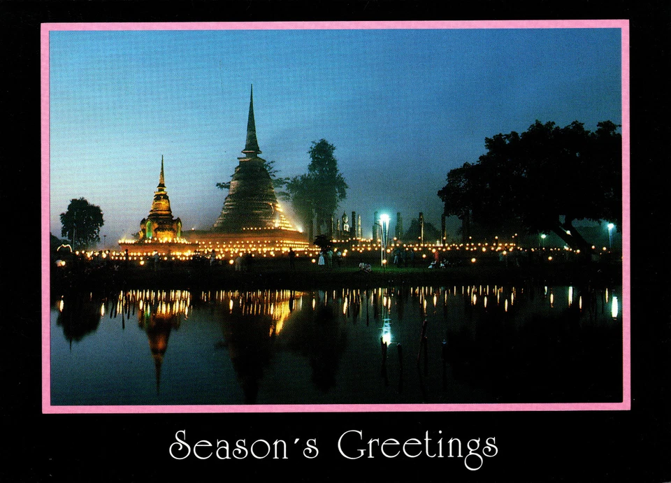 TAILANDIA 1989 RARA TARJETA OFICIAL DE NAVIDAD Y PORTADA ENVIADA A JORDANIA TRES SELLOS Foto 2 de 4