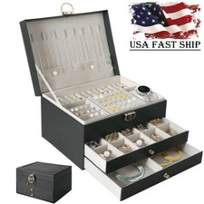 3 Layers Jewelry Box Organizer Earrings Bracelets Rings Watches Storage Case AAA