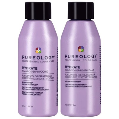 PUREOLOGY HYDRATE SHAMPOO & CONDITIONER TRAVEL SIZE SET / NEW 2025 BOTTLES