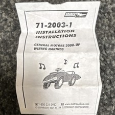 Metra 71-2003-1 Wiring Harness for General Motors 2000-Up Car Audio Installation