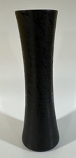 Abstract Modern Black Art Glass Vase-Swirling Texture, Opaque Finish, 7.5  Tall