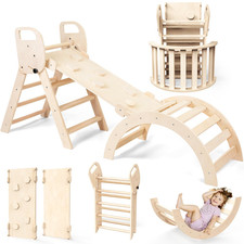 Norbee Pikler Triangle Set Foldable Wooden Toddler 6-piece set, Natural