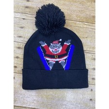 Snow Way Santa On Skis One Size Knit Pom Pom Winter Hat One Size