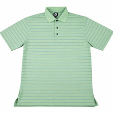FootJoy FJ Golf Polo Shirt Men's Size L Green Blue Striped Performance Stretch