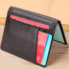 Men's Real Leather Wallet Slim Credit Card Holder Bifold Purse Front Pocket Bag