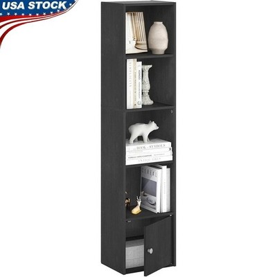 5-Tier Bookshelf Storage Cabinet Modern Wood Organizer Space Saving Unit New