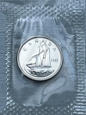 CANADA 1991 Sealed BU Uncirculated Bluenose 10 Ten Cents plucked from Mint Set