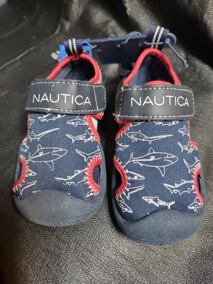 Nautica новый с ярлыками ребенка ясельного возраста размер 3 акула печати сандалии с крючком и петлей застежки - Изображение 2 из 4