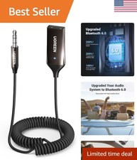 Aux to Bluetooth 6.0 Adapter 3.5mm Bluetooth Receiver for Car USB 2.0 to 3.5m...