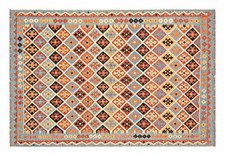 Afghan Maimana Kelim Teppich 200x300 Handgewebt Bunt Geometrisch Handarbeit g