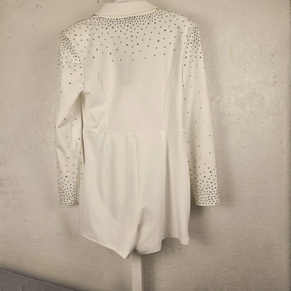 Fashionnova Blazer Mameluco Blanco Secuenciado Pantalones Cortos Talla XL Foto 2 de 4