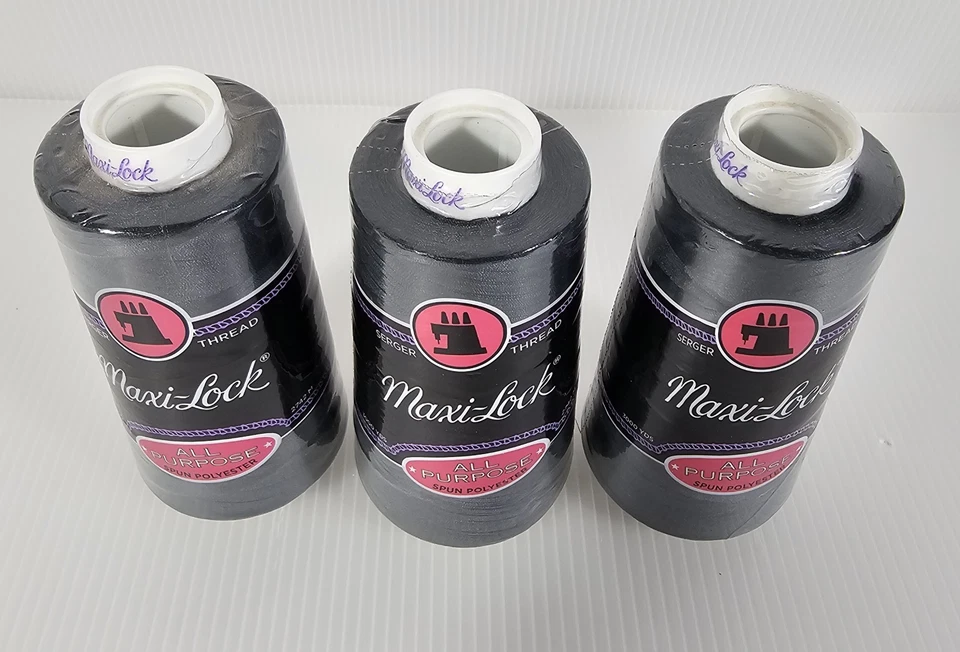 NEW 3 Maxilock Serger Thread Graphite 3000 Yd Spools Polyester Overlock Sewing - Image 3 of 3