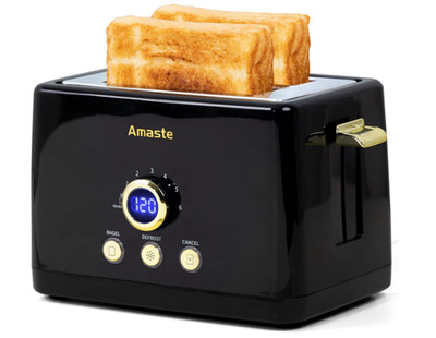 Amaste 2 Slice Toaster, Retro Bread Toaster with LED Display, Extra Wide