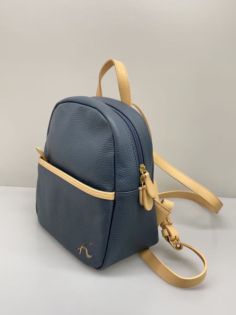 Kitamura Leather Backpack, Navy - image 2