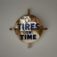 Vtg B.f. Goodrich Smileage Tires On Time Tire Tin Insert Display Rare Cool Htf