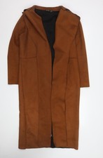 Boohoo Women Brown Long Suede Trench Coat Size 12