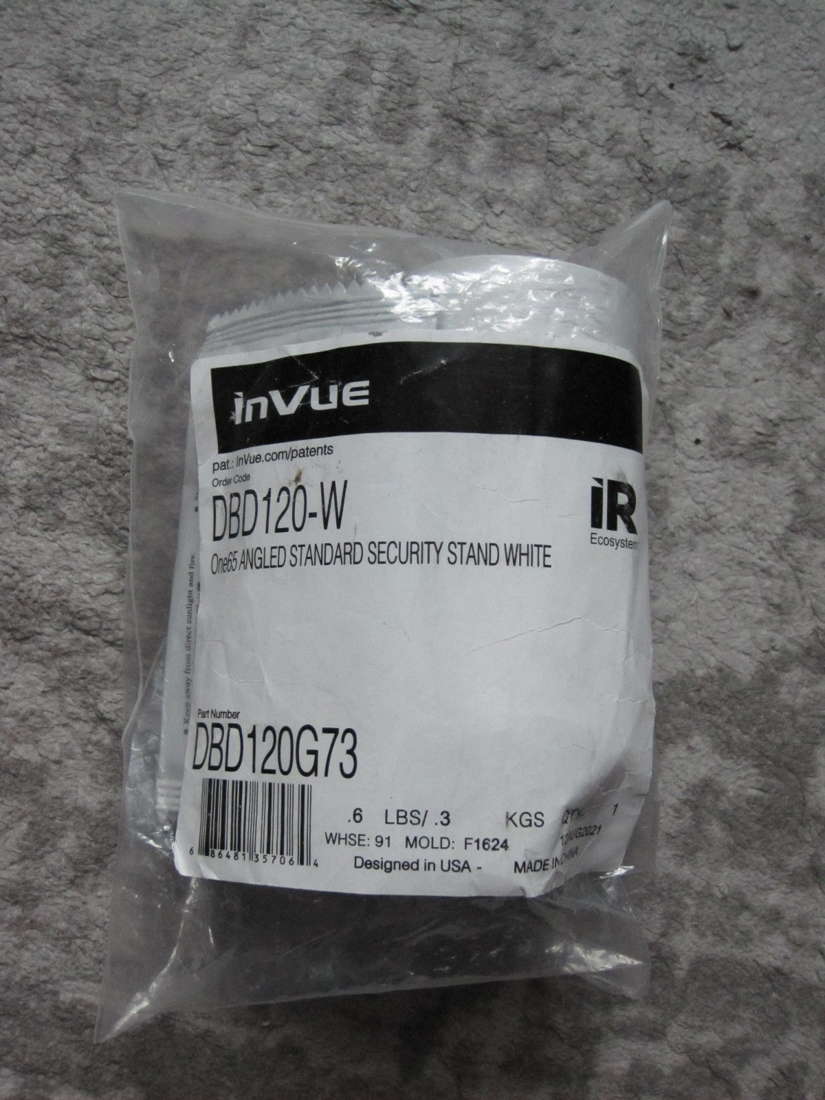 InVue One65 Angled Powered Corded Security Stand DBD120-W White - Device Display