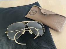 1960s Vintage Bausch  Lomb Ray-Ban Shooting Aviator Sunglasses 12K Gold