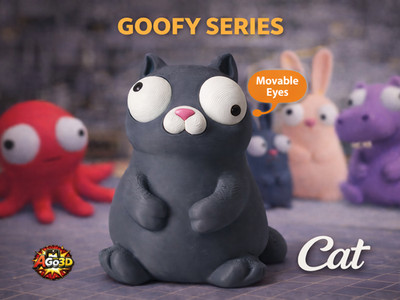 3D Printed Goofy Series Googly Eye Cat Various Colors