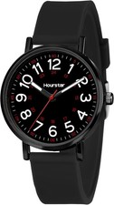 Women's Analog Nurse Watch with Second Hand for Nursing, 12/24 Time, Silicone Ba