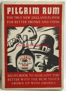 Pilgrim Rum~Food & Drink Recipe Book~1939~Cocktail,Manhattan,Hot Toddy,Eggnog