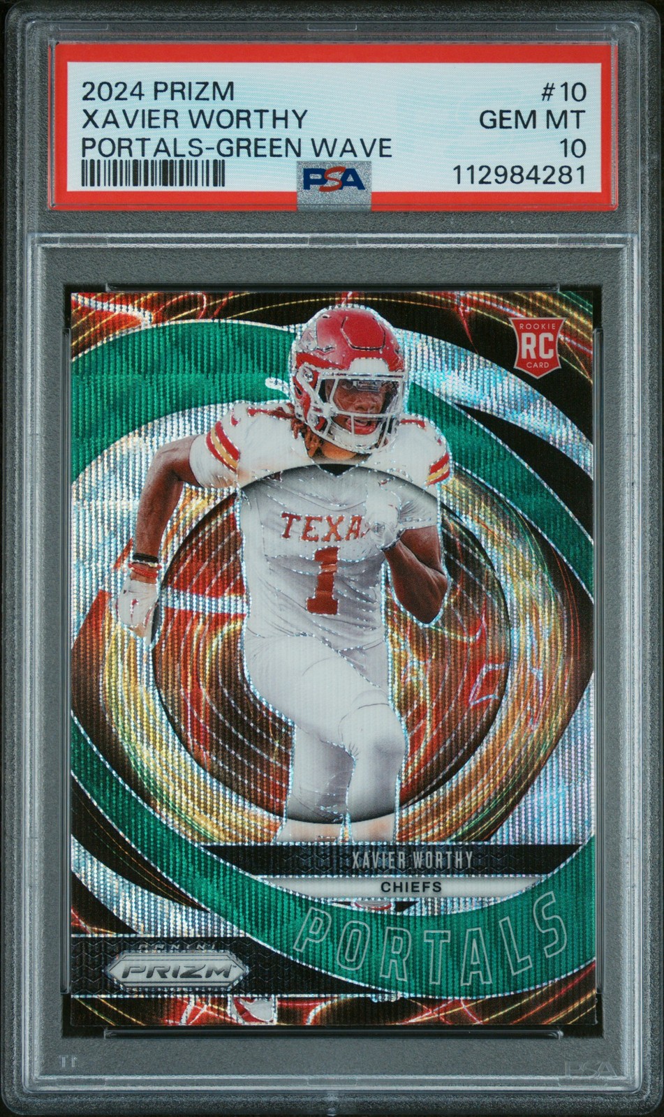 Xavier Worthy Panini Prizm Portals #10 Green Wave